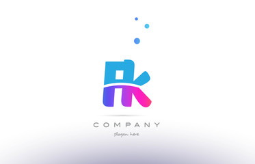 fk f k  pink blue white modern alphabet letter logo icon template