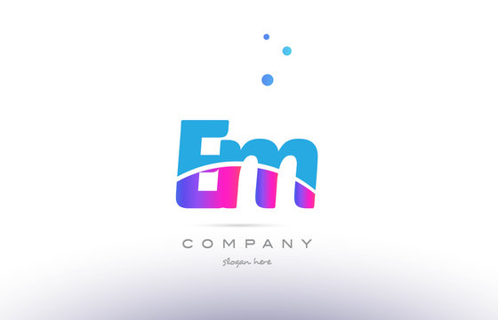 em e m  pink blue white modern alphabet letter logo icon template