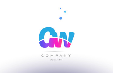 Obraz premium gw g w pink blue white modern alphabet letter logo icon template