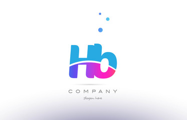 hb h b  pink blue white modern alphabet letter logo icon template