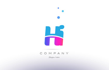 hi h i  pink blue white modern alphabet letter logo icon template