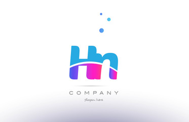 hn h n  pink blue white modern alphabet letter logo icon template