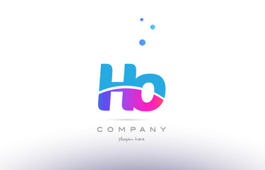 ho h o  pink blue white modern alphabet letter logo icon template