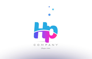 hp h p  pink blue white modern alphabet letter logo icon template