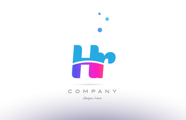 hr h r  pink blue white modern alphabet letter logo icon template
