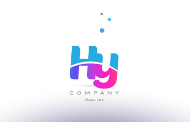 Fototapeta premium hy h y pink blue white modern alphabet letter logo icon template