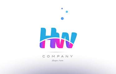 Fototapeta premium hw h w pink blue white modern alphabet letter logo icon template