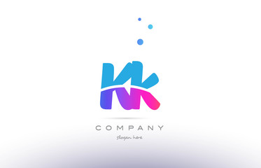 Fototapeta na wymiar kk k k pink blue white modern alphabet letter logo icon template