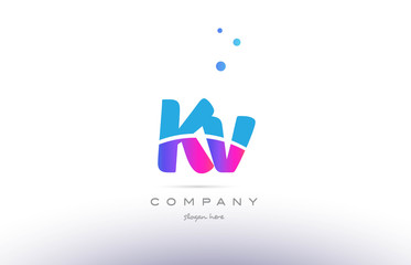 kv k v  pink blue white modern alphabet letter logo icon template