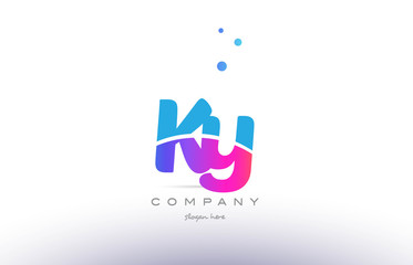 ky k y  pink blue white modern alphabet letter logo icon template