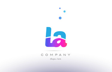 la l a  pink blue white modern alphabet letter logo icon template