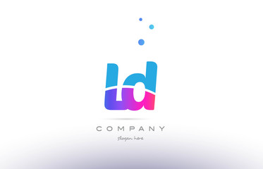 Fototapeta premium ld l d pink blue white modern alphabet letter logo icon template