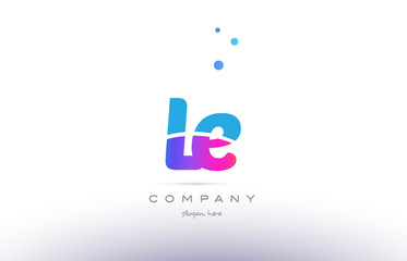 le l e  pink blue white modern alphabet letter logo icon template