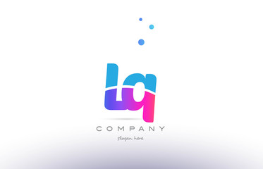 Fototapeta premium lq l q pink blue white modern alphabet letter logo icon template