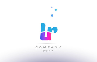 lr l r  pink blue white modern alphabet letter logo icon template