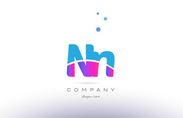 nn n  pink blue white modern alphabet letter logo icon template