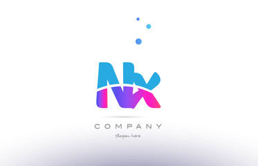 nx n x  pink blue white modern alphabet letter logo icon template