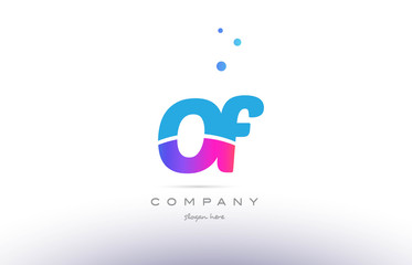 of o f  pink blue white modern alphabet letter logo icon template