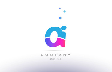 oi o i  pink blue white modern alphabet letter logo icon template