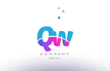 qw q w  pink blue white modern alphabet letter logo icon template