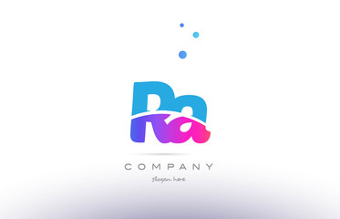 ra r q  pink blue white modern alphabet letter logo icon template