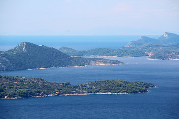 Fototapeta na wymiar View from Srd mountain to Mljet island, Croatia 