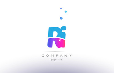 ri r i  pink blue white modern alphabet letter logo icon template