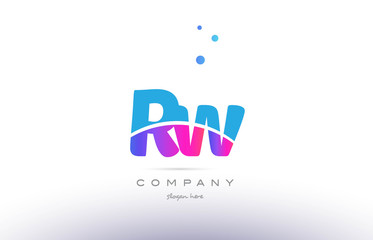 rw r w  pink blue white modern alphabet letter logo icon template
