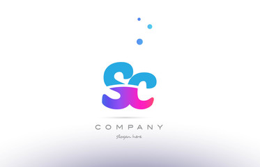 sc s c  pink blue white modern alphabet letter logo icon template