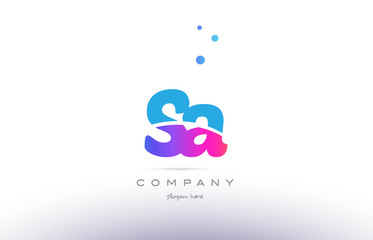 sa s a  pink blue white modern alphabet letter logo icon template