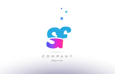 sf s f  pink blue white modern alphabet letter logo icon template