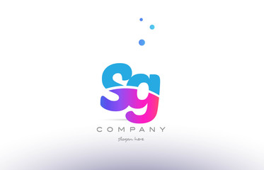 sg s g  pink blue white modern alphabet letter logo icon template
