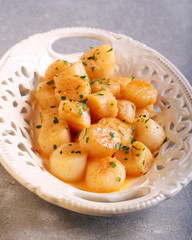 Pan fried scallops with lime and chili