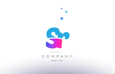 Fototapeta na wymiar sr s r pink blue white modern alphabet letter logo icon template