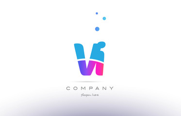 Fototapeta premium vi v i pink blue white modern alphabet letter logo icon template