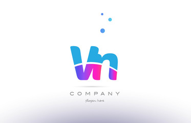 vn v n  pink blue white modern alphabet letter logo icon template