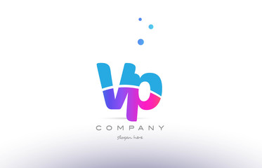 vp v p  pink blue white modern alphabet letter logo icon template