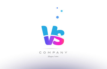 vs v s  pink blue white modern alphabet letter logo icon template