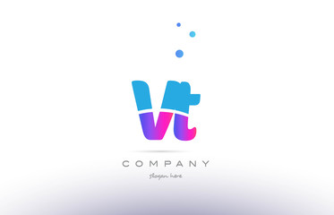 vt v t  pink blue white modern alphabet letter logo icon template