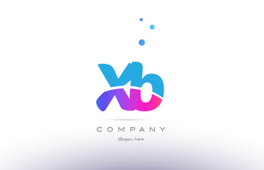 xb x b  pink blue white modern alphabet letter logo icon template