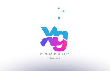 xg x g  pink blue white modern alphabet letter logo icon template
