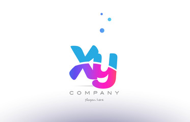 xy x y  pink blue white modern alphabet letter logo icon template