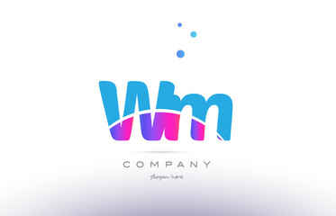 wm w m  pink blue white modern alphabet letter logo icon template