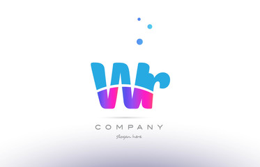 wr w r  pink blue white modern alphabet letter logo icon template