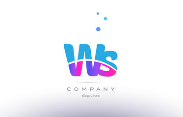 ws w s  pink blue white modern alphabet letter logo icon template