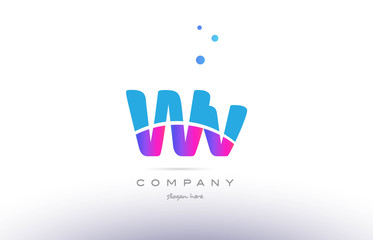 Fototapeta premium wv w v pink blue white modern alphabet letter logo icon template