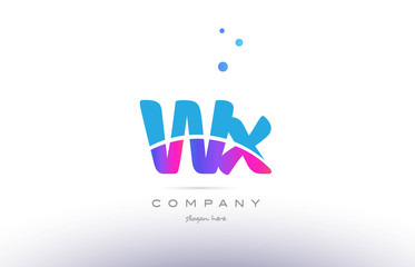 wx w x  pink blue white modern alphabet letter logo icon template