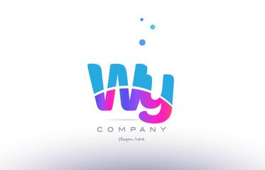 wy w y  pink blue white modern alphabet letter logo icon template