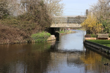 Obraz premium 13TH MARCH 2017, CHICHESTER CANAL, SUSSEX, ENGLAND: A scenic view of the Chichester canal in Chichester, sussex,England on the 13th march 2017