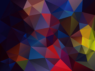 vector abstract irregular polygon background with a triangle pattern in dark vibrant multi color